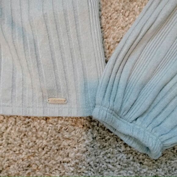 Gilly Hicks Light Blue Ribbed Flared Leggings Lounge Wear Sweater Set Sz XS - Picture 13 of 14